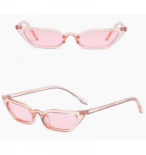 Semi-rimless Small Frame Skinny Cat Eye Sunglasses for Women Mini Narrow Square Cateye Sun Glasses UV Protection Retro Eyewea...