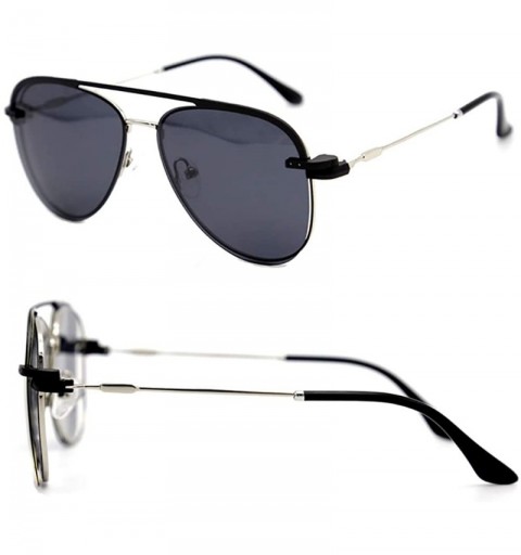 Aviator Magnetic Polarized Clip On Aviator Sunglasses Metal for Prescription Glasses DC3039 - Black/Silver - CB1927QZ2SN $18.44