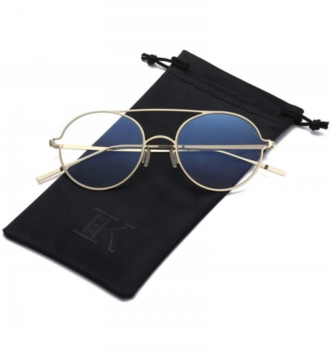 Goggle Ultra-Light-Thin Sunglasses Unisex Round Style Small Memory Metal Frame LK1711 - Gold/Transparent - CJ184XIMK5L $21.80