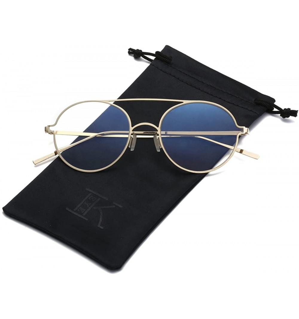 Goggle Ultra-Light-Thin Sunglasses Unisex Round Style Small Memory Metal Frame LK1711 - Gold/Transparent - CJ184XIMK5L $19.41