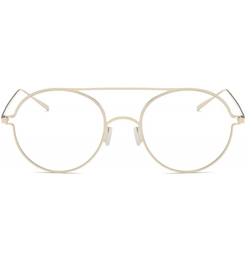 Goggle Ultra-Light-Thin Sunglasses Unisex Round Style Small Memory Metal Frame LK1711 - Gold/Transparent - CJ184XIMK5L $19.41