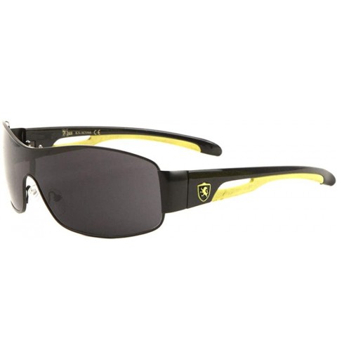 Sport Wide Curved One Piece Shield Lens Sports Temple Sunglasses - Yellow - CQ199D5T02T $18.96