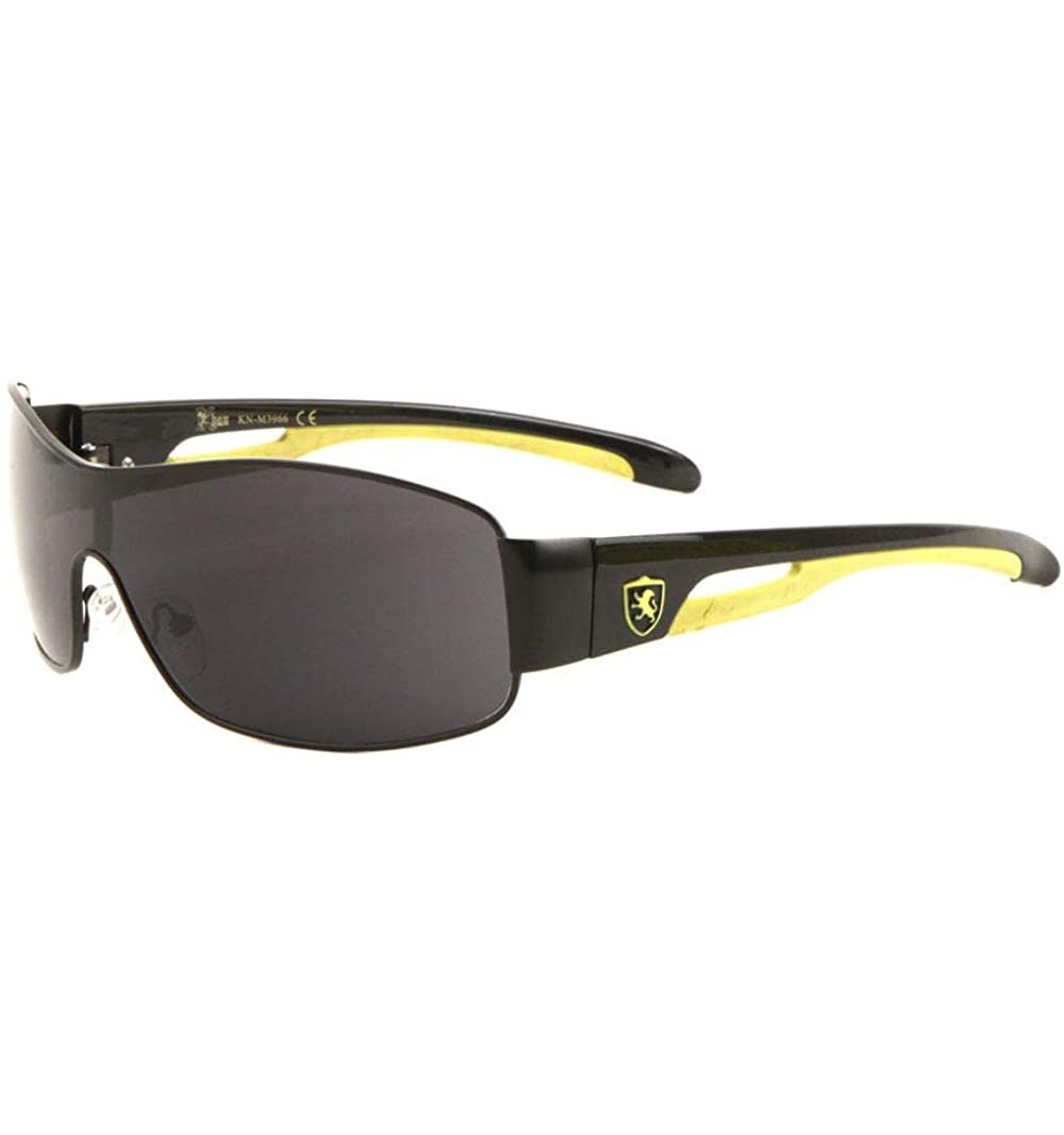 Sport Wide Curved One Piece Shield Lens Sports Temple Sunglasses - Yellow - CQ199D5T02T $18.96