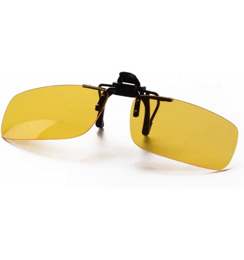 Rectangular Anti-glare Blue Blocking UV400 Polarized Clips on Sunglasses - Yello(night Vision) - C918H232ITX $7.15