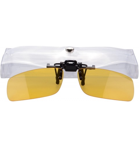 Rectangular Anti-glare Blue Blocking UV400 Polarized Clips on Sunglasses - Yello(night Vision) - C918H232ITX $7.15