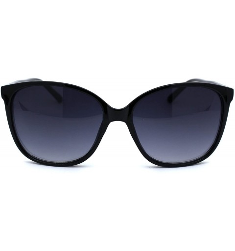 Butterfly Womens Thin Plastic Boyfriend Butterfly Horn Rim Sunglasses - Black Smoke - CZ18OWZGU95 $20.75