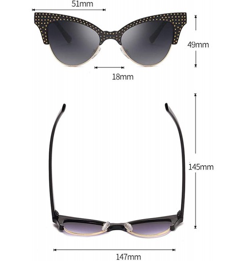 Semi-rimless Women Cateye Shaped Semi-Rimless Vintage Eye Sunglasses Retro UV Resistance Eyewear Fashion Radiation Protection...