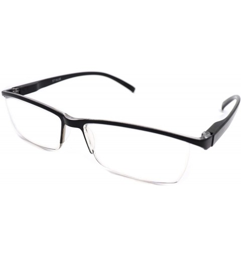 Rectangular Super Lightweight Reading Glasses Free Pouch HalfRim - Z1 Shiny Black - CL18TYKHYAM $18.63