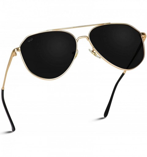 Aviator Polarized Premium Designer Inspired Medium Metal Frame Aviator Sunglasses - Modern Design - C01950KIRLO $22.42
