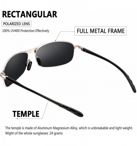Aviator Rectangular Sport Polarized Sunglasses for Men - Mens Sunglasses Sports Metal Frame 100% UV protection 2268 - CD18Q4K...