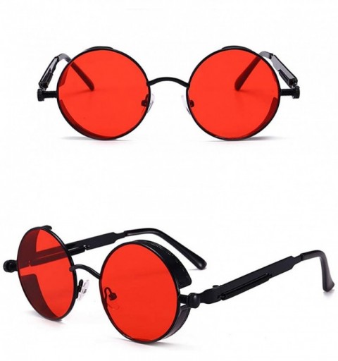 Sport Retro Gothic Polarized Sunglasses Vintage Steampunk Round Lens Goggle Sunglasses for Men Women UV Protection - CV199QE7...