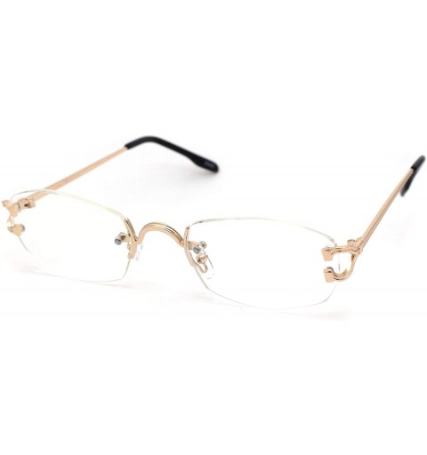 Oval Rectangular Rimless Noueavu Deco Victorian Metal Pimp Clear Lens Glasses - Gold - CL18YHEYN5O $14.97