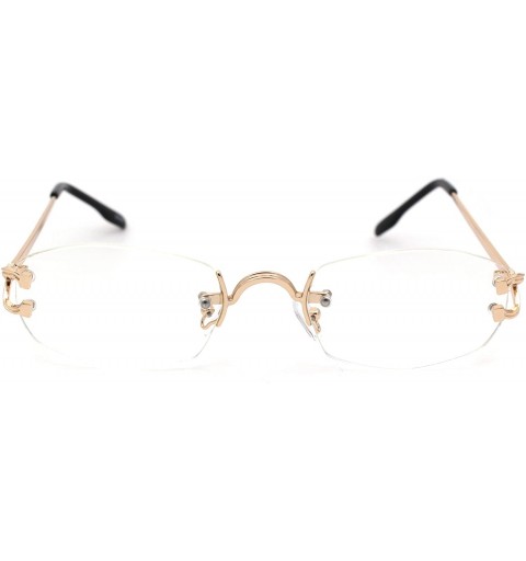 Oval Rectangular Rimless Noueavu Deco Victorian Metal Pimp Clear Lens Glasses - Gold - CL18YHEYN5O $14.97