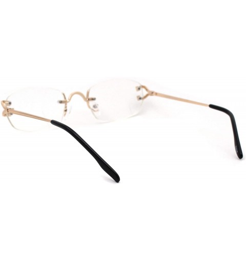 Oval Rectangular Rimless Noueavu Deco Victorian Metal Pimp Clear Lens Glasses - Gold - CL18YHEYN5O $14.97