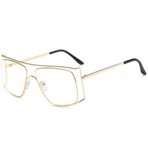 Sport Unisex Oversized Stylish Cut-out Color And Clear Lens Sunglasses - Gold-clear - CZ182W8D59S $18.59
