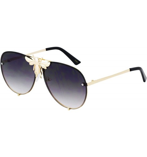 Shield Pilot Sunglasses Oversize Metal Frame Vintage Retro Men Women Shades - Black - CL18U8A7KQ9 $12.69