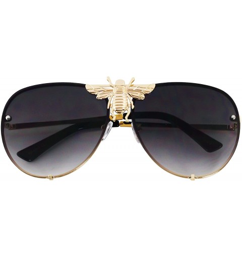 Shield Pilot Sunglasses Oversize Metal Frame Vintage Retro Men Women Shades - Black - CL18U8A7KQ9 $12.69
