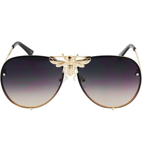Shield Pilot Sunglasses Oversize Metal Frame Vintage Retro Men Women Shades - Black - CL18U8A7KQ9 $12.69