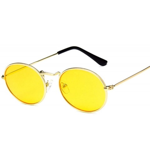 Oval Retro Oval Sunglasses Women Luxury Er Vintage Small Black Red Yellow Shades Sun Glasses FeOculos UV400 - Goldred - CR199...