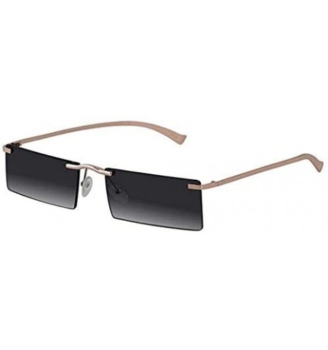 Rimless Rectangle Rimless Metal Frame Retro Sunglasses Fashion Men Women Glasses - 3 Pack Silver/Black- Pink- Gold/Black - CU...