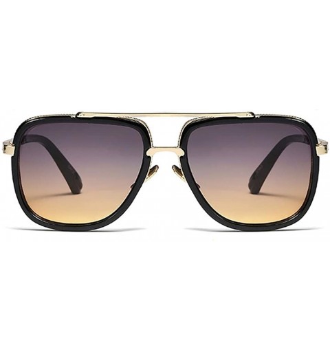 Oversized Retro Oversized Pilot Sunglasses Square Frame Metal Men Women Mirror Lens Blue Silver Pink Black - Gradient - CS189...