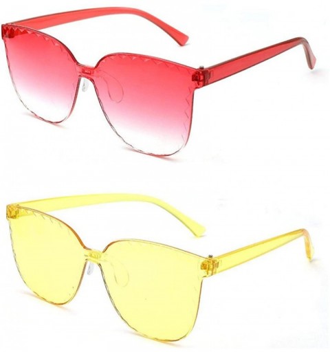 Square New Unisex Fashion Men Women Eyewear Casual Frameless Sunglasses Sunglasses - Gradient Red - CK1900XE4SR $19.13