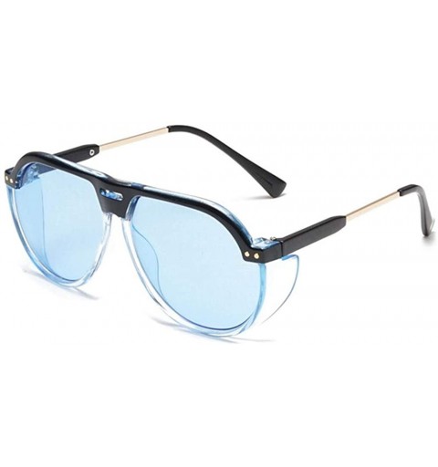 Aviator Fashion Oversized Square Aviator Polarized Sunglasses Style Frame UV400 Protection Eyewear - Blue - CE18OA26YRE $9.62