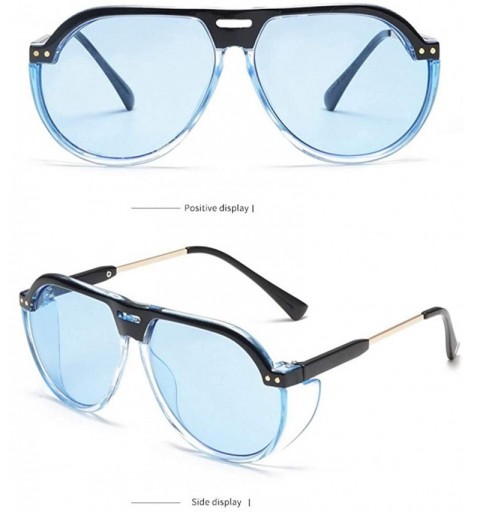 Aviator Fashion Oversized Square Aviator Polarized Sunglasses Style Frame UV400 Protection Eyewear - Blue - CE18OA26YRE $9.62