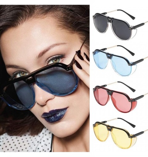 Aviator Fashion Oversized Square Aviator Polarized Sunglasses Style Frame UV400 Protection Eyewear - Blue - CE18OA26YRE $9.62