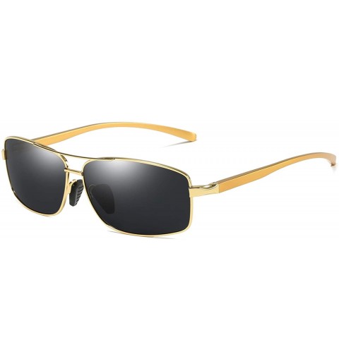 Square Vintage Rectangular Polarized Sunglasses for Men Square Retro Aviator driving Sunglasses - Gold-black - CV18IW4ADMK $3...
