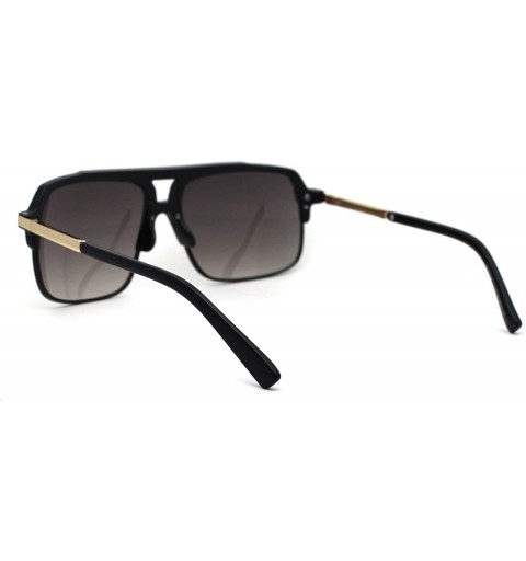 Rectangular Mirror Lens Half Rim Plastic Racer Mobster Sunglasses - Matte Black Gold Mirror - CS195KK2UTT $17.67