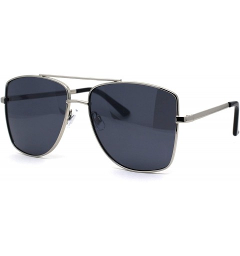 Rectangular Mens Extra Oversized Squared Metal Rim Pilots Sunglasses - Silver Black - CO196EC7TN6 $10.90