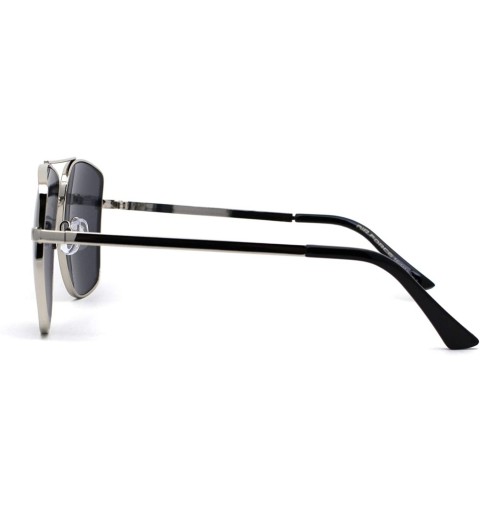 Rectangular Mens Extra Oversized Squared Metal Rim Pilots Sunglasses - Silver Black - CO196EC7TN6 $10.90