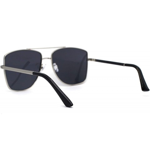 Rectangular Mens Extra Oversized Squared Metal Rim Pilots Sunglasses - Silver Black - CO196EC7TN6 $10.90