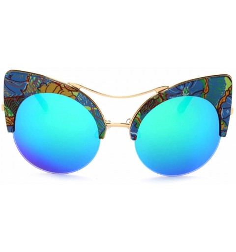 Rimless Cat Eye Sunglasses Retro Eyewear Half frame eyeglasses for Men women - Blue Green - C718EQHMKE0 $10.19