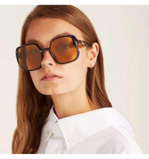 Butterfly Retro Oversized Big Squared Shape Sunglasses Vintage Style Thick-Rimmed Glasses - E - CX196SI39W9 $8.87