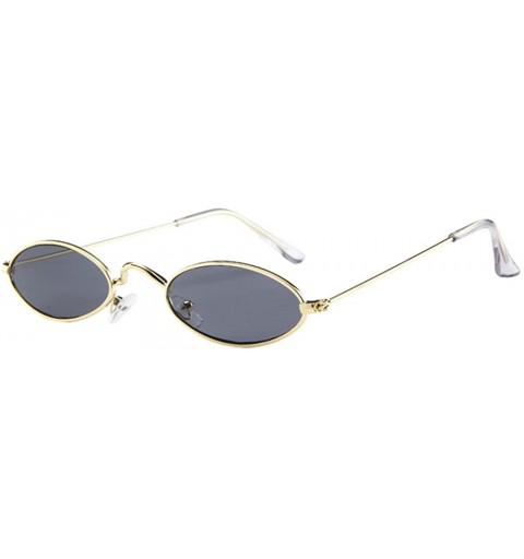 Goggle 2019 New Style Vintage Slender Oval Sunglasses Small Metal Frame Candy Colors - E - CP18SGWDRHX $12.95