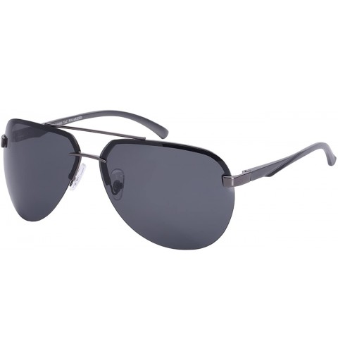 Rimless Modern Aviator Style Sunglasses with 1.1 mm Polarized Lens 25088SAL-P1 - Gunmetal/Grey Lens - C9128PJCSRR $19.46