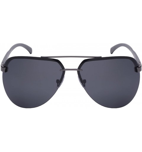 Rimless Modern Aviator Style Sunglasses with 1.1 mm Polarized Lens 25088SAL-P1 - Gunmetal/Grey Lens - C9128PJCSRR $19.46
