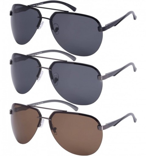 Rimless Modern Aviator Style Sunglasses with 1.1 mm Polarized Lens 25088SAL-P1 - Gunmetal/Grey Lens - C9128PJCSRR $19.46