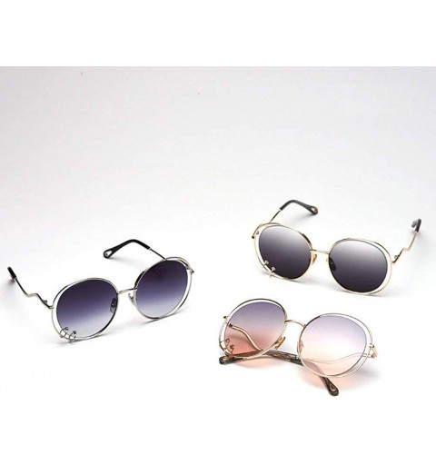 Round Fashion Round Big Frame Personality Brand Designer Featuring Rivets Hollow Sunglasses - Green Grey - C718UEG036H $12.10