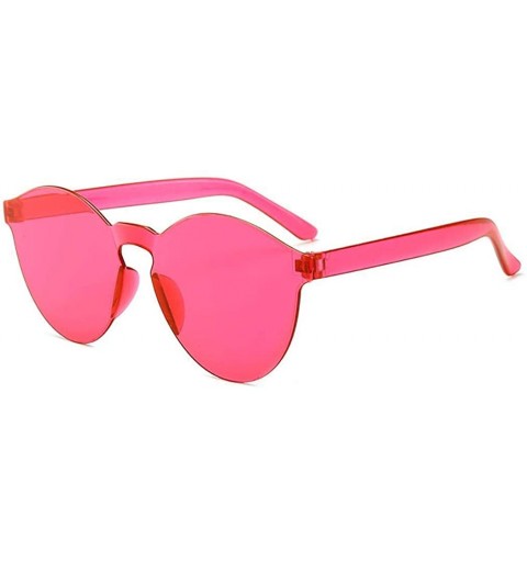 Round Unisex Fashion Candy Colors Round Outdoor Sunglasses Sunglasses - Rose Red - CM1908G69ZK $12.74