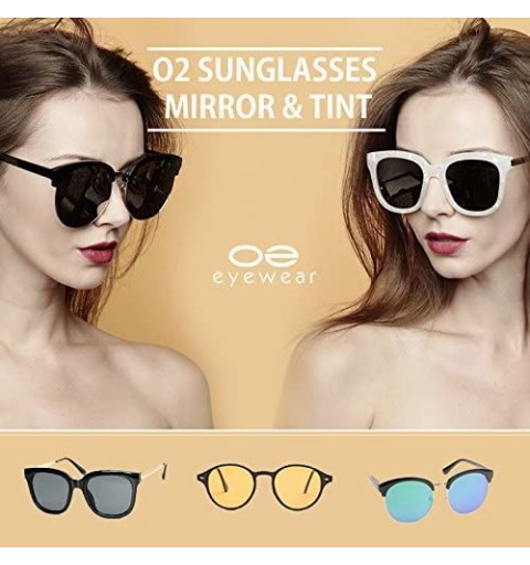 Oversized 97800-1 Premium Soft Horned Rim Matte Finish Mirror Retro Sunglasses - White/ Blue - CH18OEO2MEA $28.42