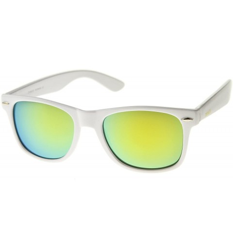 Wayfarer Hipster Fashion Flash Color Mirror Lens Horn Rimmed Style Sunglasses - White / Sun - CI12JRF07BR $22.28
