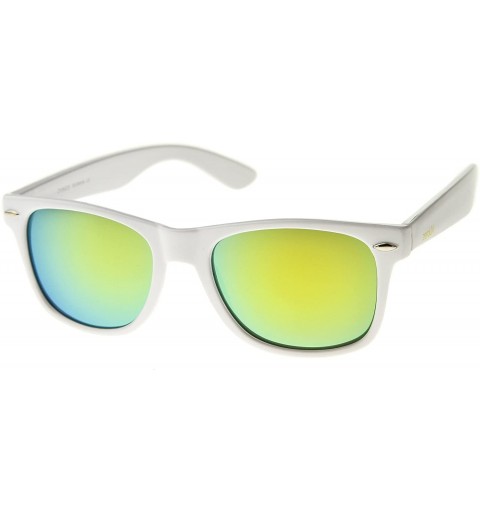 Wayfarer Hipster Fashion Flash Color Mirror Lens Horn Rimmed Style Sunglasses - White / Sun - CI12JRF07BR $13.89