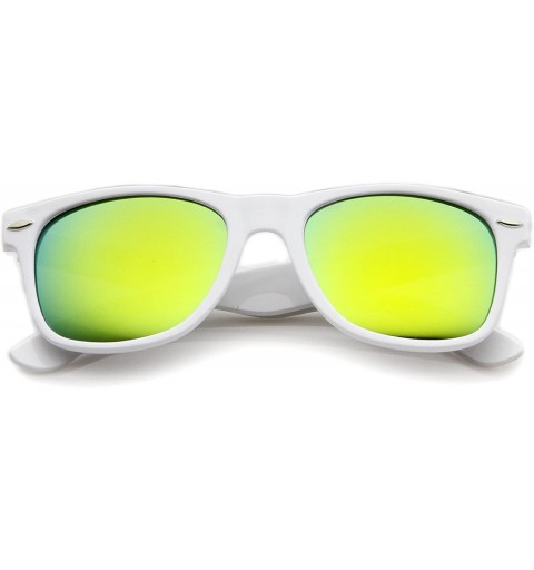 Wayfarer Hipster Fashion Flash Color Mirror Lens Horn Rimmed Style Sunglasses - White / Sun - CI12JRF07BR $13.89