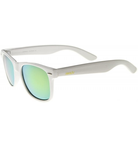 Wayfarer Hipster Fashion Flash Color Mirror Lens Horn Rimmed Style Sunglasses - White / Sun - CI12JRF07BR $13.89