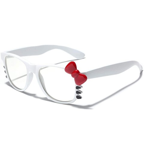 Wayfarer Non-Prescription Clear Lens Hello Kitty Bow Tie Women Girls Fashion Glasses - White - Red Bow Tie - CI11P3R0O1R $8.76