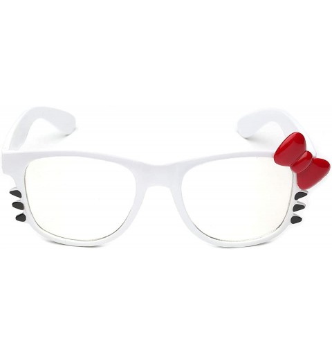 Wayfarer Non-Prescription Clear Lens Hello Kitty Bow Tie Women Girls Fashion Glasses - White - Red Bow Tie - CI11P3R0O1R $8.76