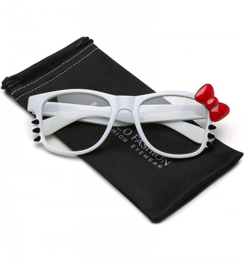 Wayfarer Non-Prescription Clear Lens Hello Kitty Bow Tie Women Girls Fashion Glasses - White - Red Bow Tie - CI11P3R0O1R $8.76